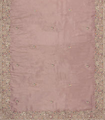 Dusty Pink Woven Synthetic Blended Saree With Embroidered Motifs-EN1997