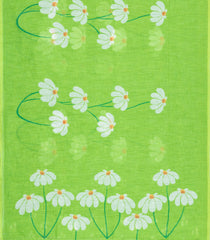Light Green Printed Synthetic Linen Saree With Floral Motifs-SY0048