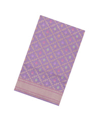 Lavender Handloon Banarasi Silk Saree With Meena Floral Zari Motifs-BE1932