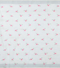 White Printed Synthetic Linen Saree With Floral Motifs-SY0180