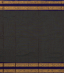 Black Woven Chettinad Cotton Saree With Contrast Border-CN1860