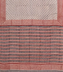 Cream Printed Jaipur Cotton Saree With Floral Motifs-JC1747