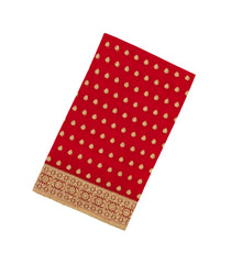 Crimson Woven Blended Georgette Saree With Embroidered Floral Motifs-EN1894