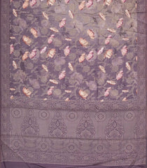 Lilac Woven Art Tussar Saree With Printed Floral Motifs-BL3976