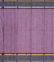 Lilac Handloom Kanchi Cotton Saree With Zari Stripes & Blue Border