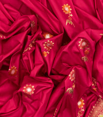 Hot Pink Woven Blended Dupion Saree With Konia Butta Motifs