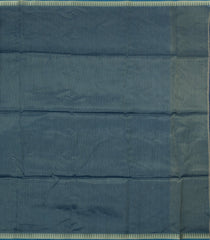 Blue Printed Synthetic Dupion Saree With Temple Border & Jhalar-SY0090