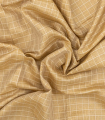 Sandal Woven Linen Saree With Checks & Contrast Selvage-LI0699
