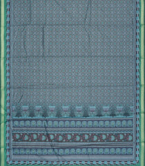 Blue Woven Synthetic Chanderi Saree With Printed Floral Motifs-BL4312