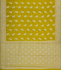 Mustard Woven Dupion Silk Saree With Floral Buttas-DS0560