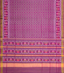 Dark Magenta Handloom Rajkot Patola Silk Saree With Ikat Floral Motifs-IK0585