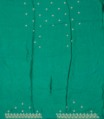 Sea Green Woven Pure Crepe Silk Saree With Embroidered Floral Motifs-PS0582