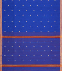 Blue Handloom Maheswari Silk Cotton Saree With Floral Buttas-SC4954