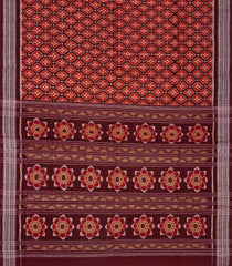 Dark Brown Handloom Orissa Cotton Saree With Tie & Dye Floral Motifs