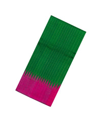 Green Woven Dupion Silk Saree With Dotted Stripes-DS0635