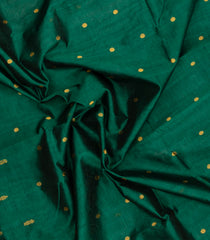 Dark Green Handloom Silk Cotton Saree With Buttas & Zari Border-SC4665