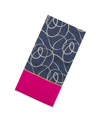 Navy Blue Printed Tussar Silk Saree With Stripes & Abstract Motifs-TU3601