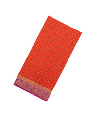Red Handloom Banarasi Khaddi Georgette Silk Saree With Contrast Border-BE1861