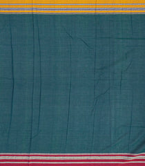 Teal Woven Cotton Saree With Kasuti Hand Embroidered Border & Pallu-EN1767