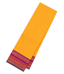 Yellow Handloom Korvai Kanchipuram Silk Saree With Silk Checks-KA13676