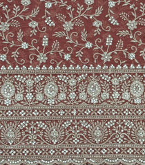Dusty Peach Woven Synthetic Blended Saree With Embroidered Motifs-EN2045