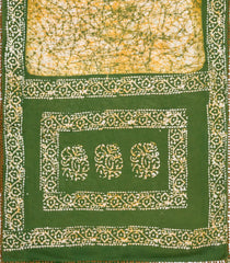Green Printed Jaipur Cotton Saree With Tie & Dye Motifs-JC1853