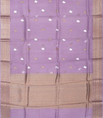 Lavender Handloom Banarasi Organza Silk Saree With Floral Motifs-BE1403