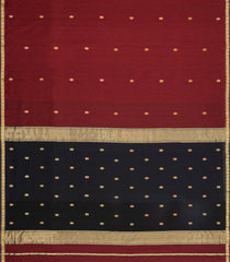 Maroon Handloom Maheswari Silk Cotton Saree With Buttas & Zari Border-SC4886