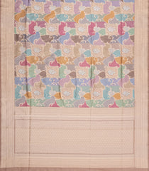 Beige Handloom Banarasi Rangkat Silk Saree With Meena Floral Motifs-BE1922