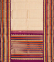 Cream Handloom Korvai Kanchipuram Silk Saree With Buttas-KA15470