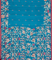 Sky Blue Printed Synthetic Tussar Silk Saree With Zari Border-SY0056