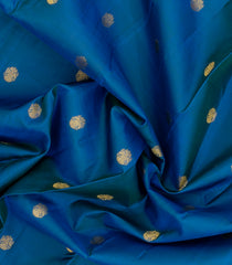 Cyan Handloom Korvai Kanchipuram Silk Saree With Zari Buttas-KA15368