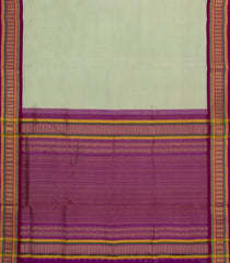 Shadow Green Handloom Korvai Silk Cotton Saree With Magenta Border-SC3903