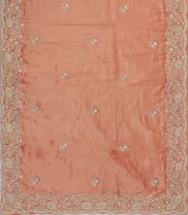 Orange Woven Synthetic Blended Tissue Saree With Embroidered Motifs-EN2007