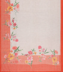 Orange Printed Synthetic Linen Saree With Floral Motifs-SY0050