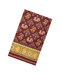 Maroon Handloom Rajkot Patola Silk Saree With Ikat Motifs-IK0439