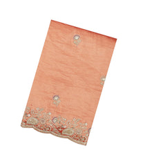 Orange Woven Synthetic Blended Tissue Saree With Embroidered Motifs-EN2007