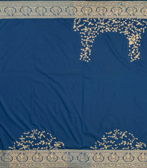 Navy Blue Woven Pure Silk Saree With Floral & Hand Embroidered Motifs-EN1803