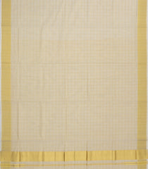 Off White Handloom Kerala Cotton Saree With Zari Checks-KEC1024