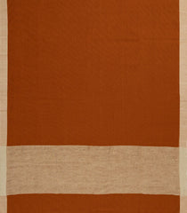 Rust Handloom Bengal Cotton Saree With Contrast Border-BG1679