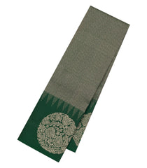 Dark Green Handloom Soft Silk Saree With Zari Stripes-SO4661