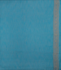 Cyan Woven Art Linen Saree With Zari Border-BL5633