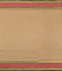 Beige Handloom Silk Cotton Saree With Checks-SC4205