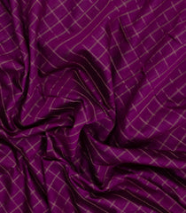 Dark Magenta Handloom Maheswari Silk Cotton Saree With Checks-SC4939