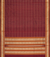 Maroon Handloom Silk Cotton Saree With Veldhari Stripes-SC4357