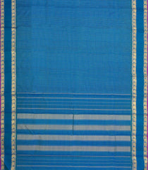 Blue Handloom Kanchipuram Silk Saree With Checks & Contrast Border-KA16410