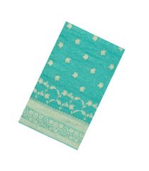 Turquoise Woven Synthetic Crepe Saree With Floral Vine Motifs-BL4850