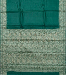 Dark Green Woven Tussar Silk Saree With Meena Floral Border-TU2980