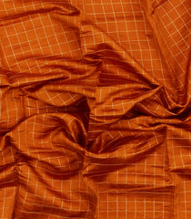 Rust Handloom Banarasi Silk Saree With Zari Checks-BE1872