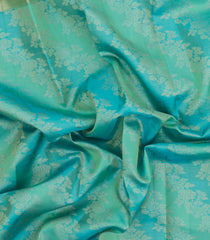 Turquoise Handloom Kanchipuram Silk Saree With Floral Motifs-KA15032-Turquoise
